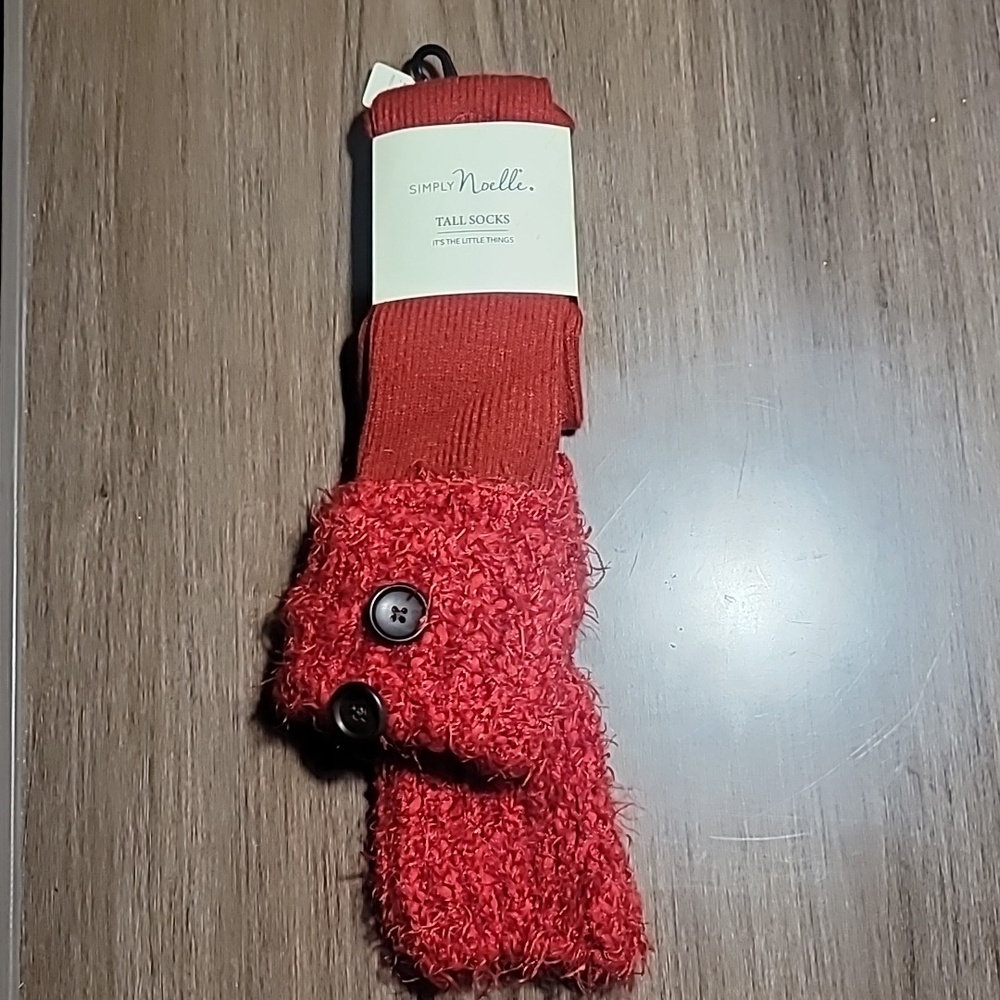 Simply Noelle red tall boot socks OS FITS MOST